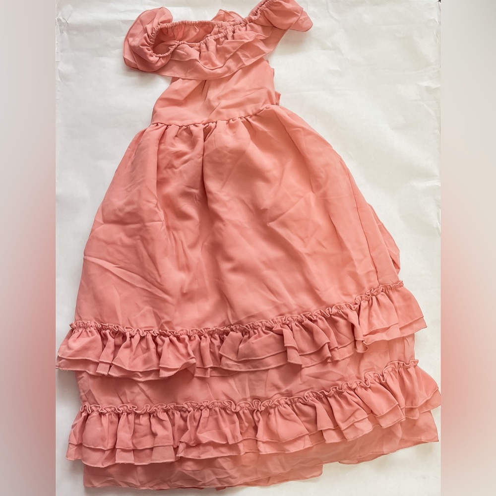 Nellie Dusty Pink Ruffle Maxi Dress.
